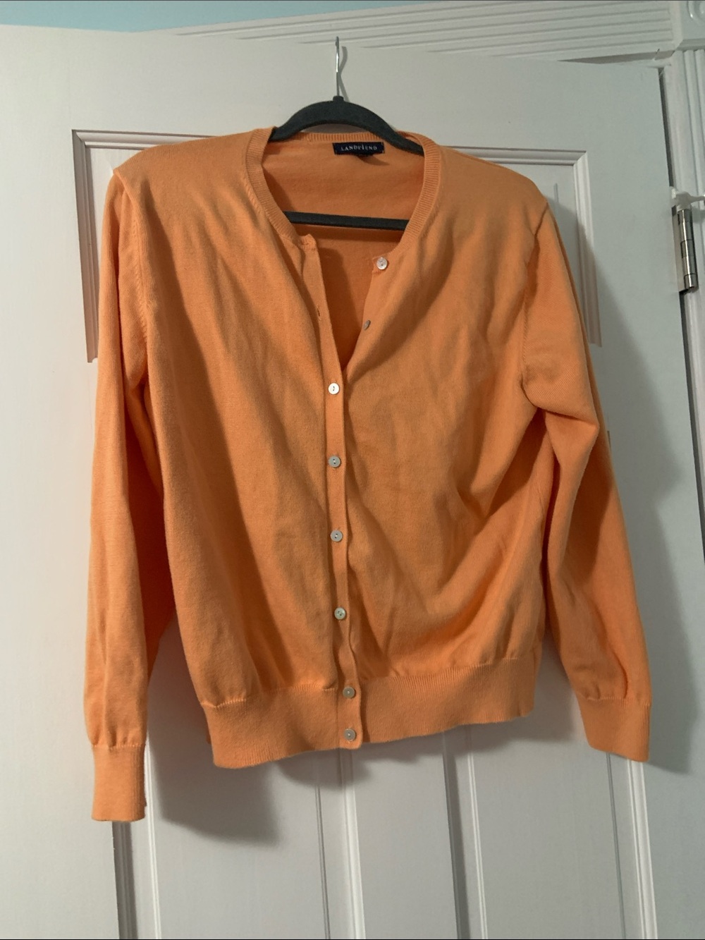 Land’s End Orange Cotton Cardigan Sweater